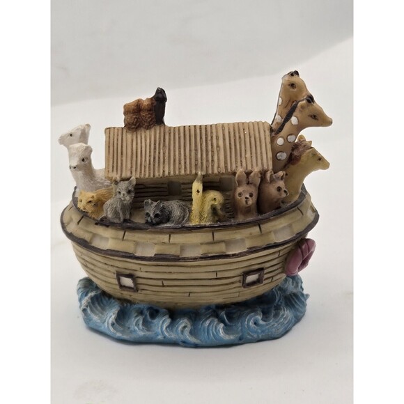 Noah's Ark Resin Carved Decor Rainy Day Piggy Bank - Picture 1 of 6
